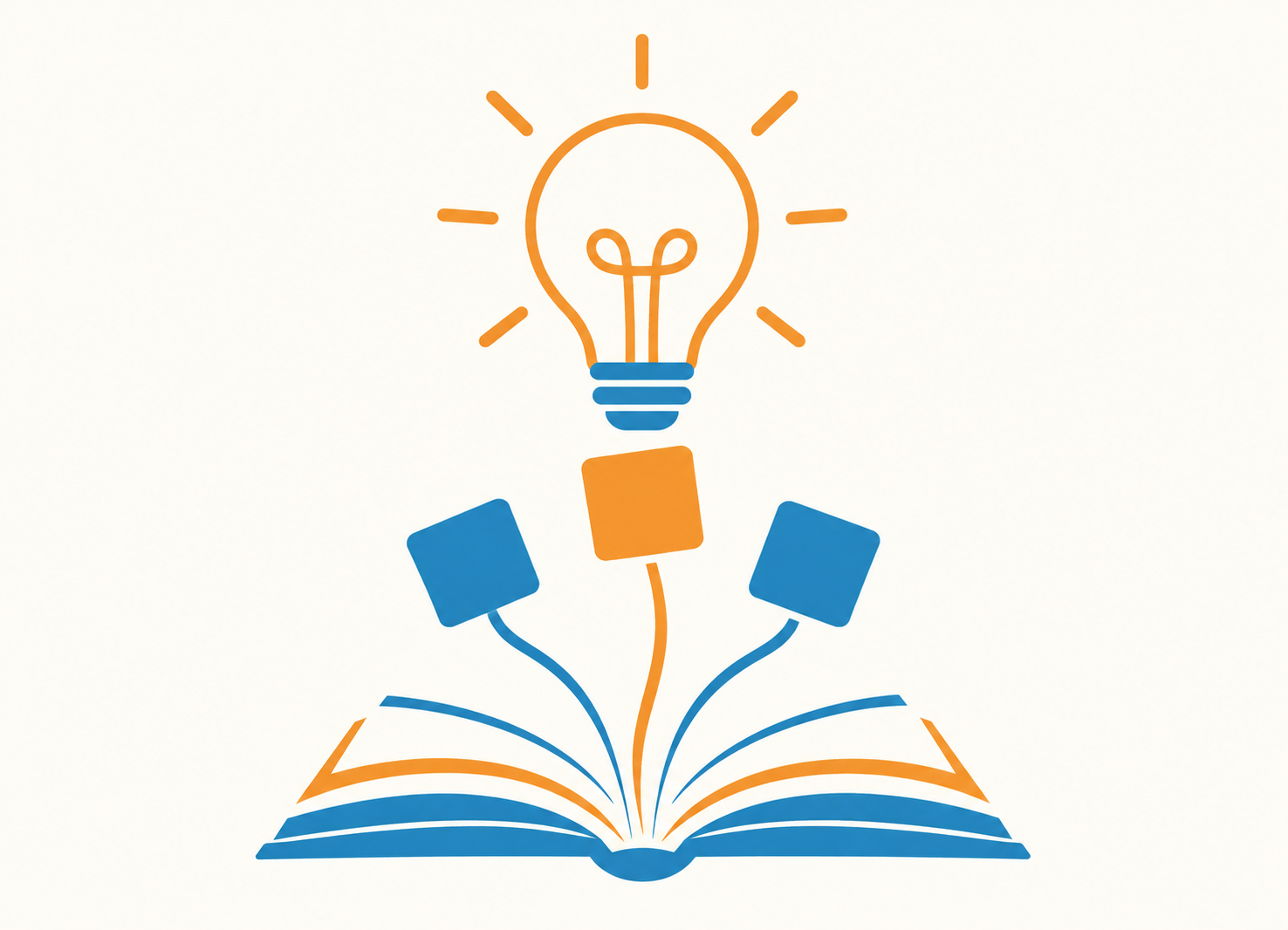 كتاب مفتوح تتفرع منه أفكار وصولًا إلى مصباح مضيء، تعبيرًا عن استراتيجيات التعلم النشط وتحويل المعرفة إلى فهم وتطبيق.